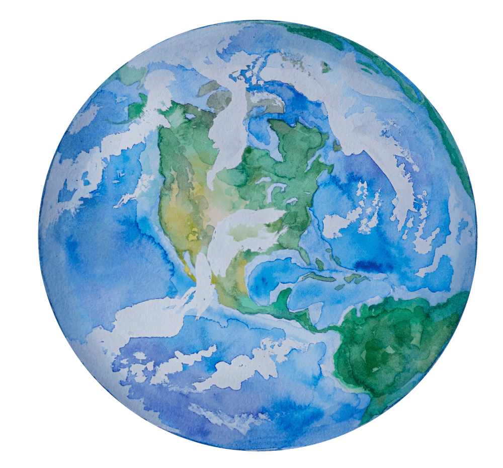 Watercolor of Earth in space